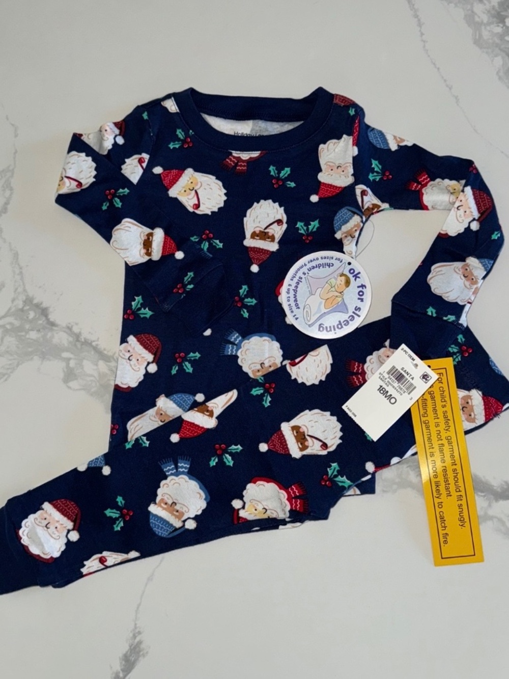 Holiday Lane Snug Fit Cotton Santa Baby Pajama Set 12-18M